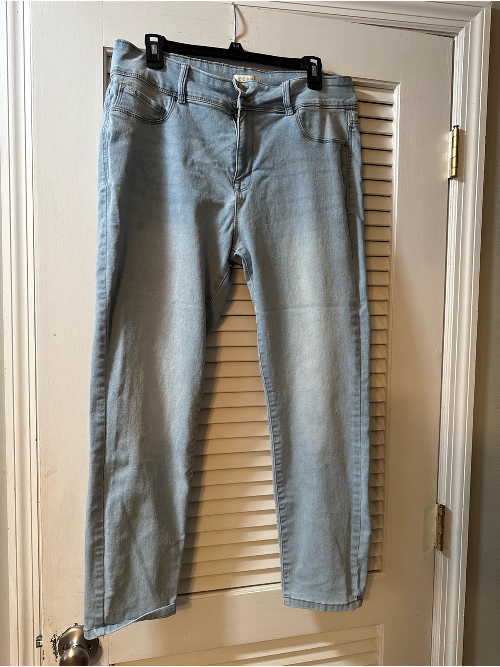 Light Wash Straight Leg Jeans - Pale Blue soft and stretchy